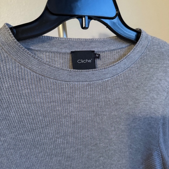 Cliche Ribbed Knit Wool Blend Tunic Sweater Wide Sleeves with Bows Oversized M - Picture 2 of 8